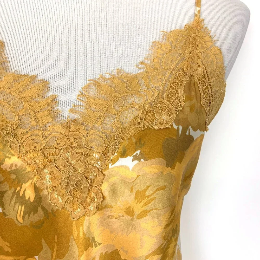 New Gold Hawk Silk Golden Bloom Claire Camisole Top Sz M - Picture 5 of 16